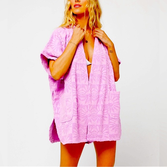 LSPACE SOLIEL TERRY ROBE ROSEBUD PINK/PURPLE SIZE M/L NWT STILL IN POLY BAG - Picture 3 of 9